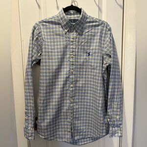 Ralph Lauren Blue and Yellow Plaid Men's Shirt Size Medium 100% Cotton